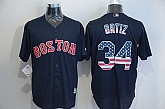Boston Red Sox #34 David Ortiz Navy Blue USA Flag Fashion Stitched Baseball Jersey,baseball caps,new era cap wholesale,wholesale hats